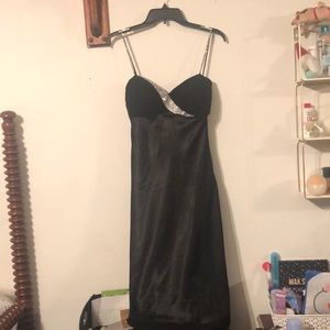 Knee-length black rhinestone formal dress